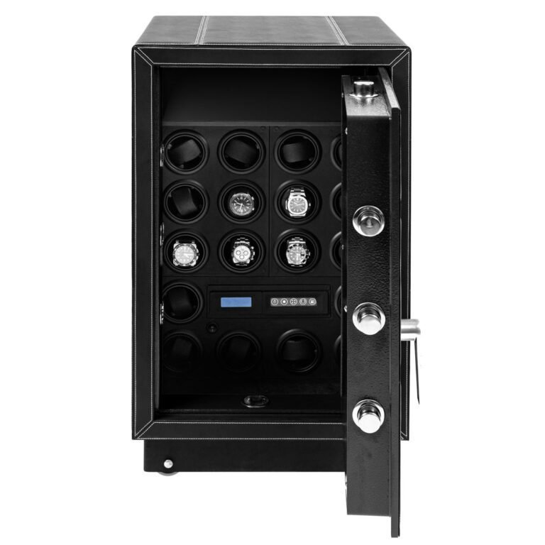 Estate 18 Black Leather Watch Winder Safe BILLSTONE Watch Winders