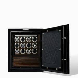 Billstone Reserve Safe Compact Type C – 12 Watch Winders – Black Ebony